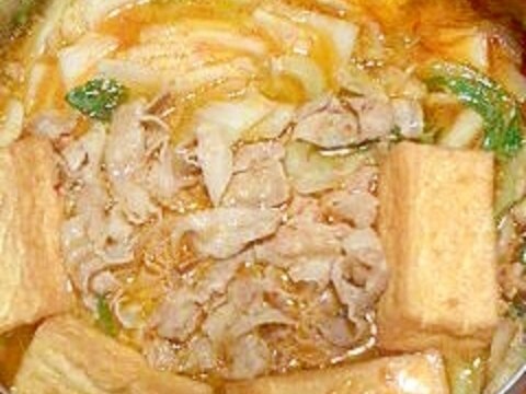 厚揚げと豚肉のキムチ煮